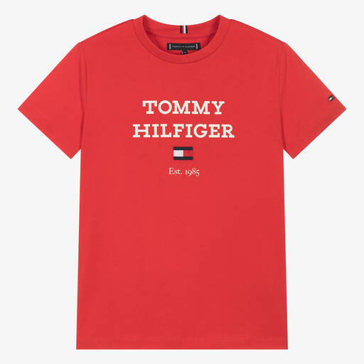 Tommy Hilfiger-تيشيرت قطن لون أحمر للمراهقين | Childrensalon