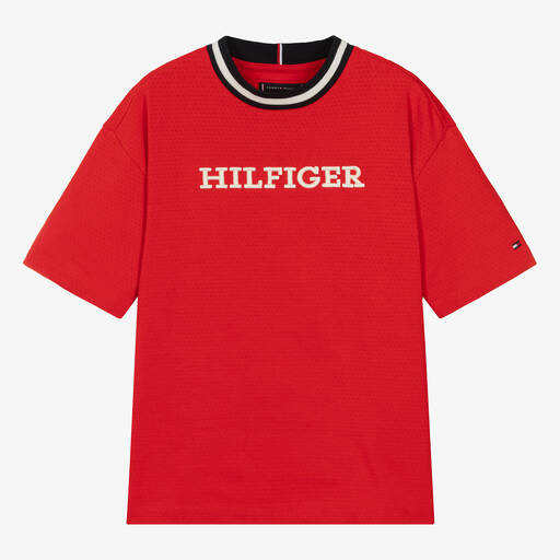Tommy Hilfiger-تيشيرت قطن جيرسي لون أحمر للمراهقين | Childrensalon