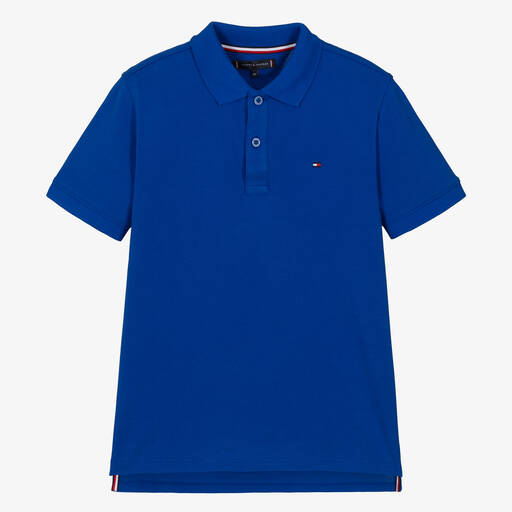 Tommy Hilfiger-Teen Boys Royal Blue Cotton Polo Shirt | Childrensalon