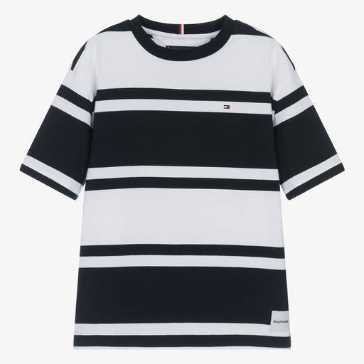 Tommy Hilfiger-T-shirt rayé en coton ado garçon | Childrensalon