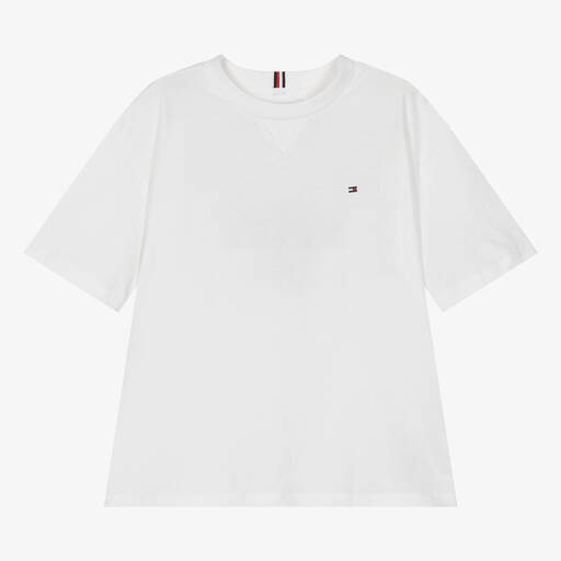 Tommy Hilfiger-Teen Boys White Cotton T-Shirt | Childrensalon