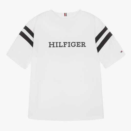 Tommy Hilfiger-Белая хлопковая футболка для мальчиков | Childrensalon