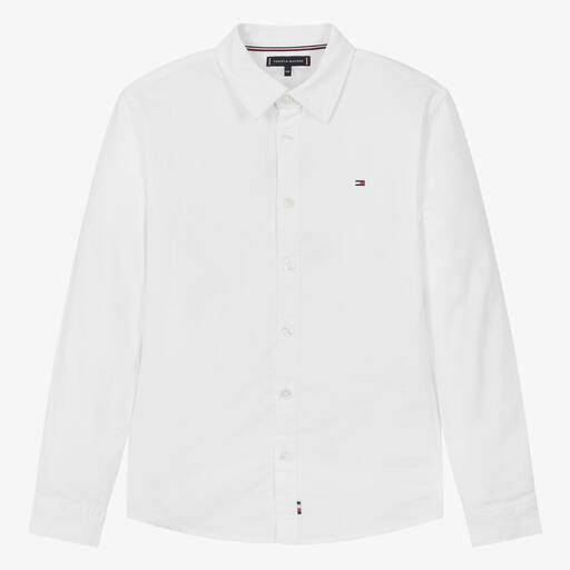 Tommy Hilfiger-Teen Boys White Oxford Cotton Shirt | Childrensalon