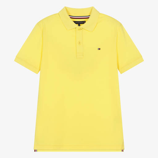 Tommy Hilfiger-Teen Boys Yellow Cotton Polo Shirt | Childrensalon