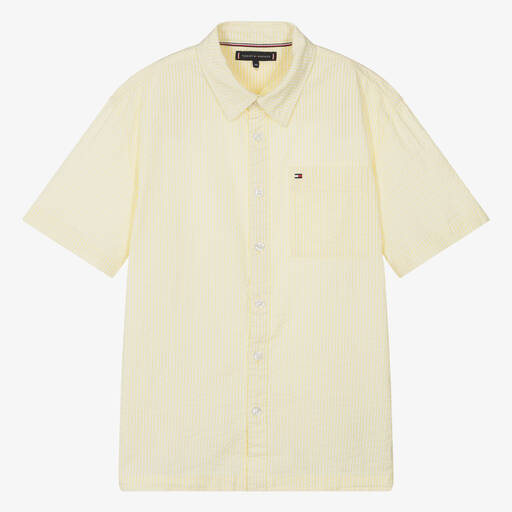 Tommy Hilfiger-قميص قطن سيرسوكر مقلم لون أصفر للمراهقين | Childrensalon