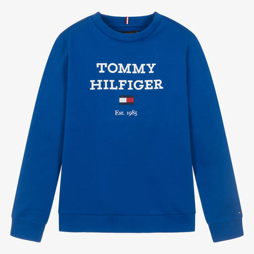 Tommy Hilfiger-Sweat-shirt bleu cobalt en coton ado | Childrensalon