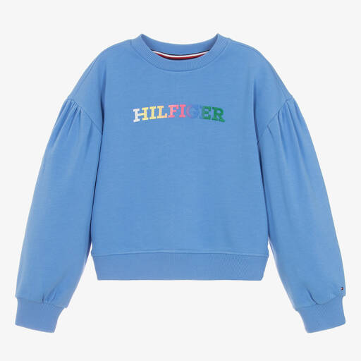 Tommy Hilfiger-Teen Girls Blue Cotton Sweatshirt | Childrensalon