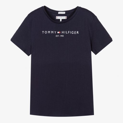 Tommy Hilfiger-Teen Girls Blue Logo T-Shirt | Childrensalon