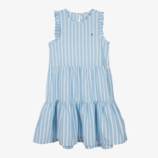 Tommy Hilfiger-Teen Girls Blue Striped Cotton Dress | Childrensalon