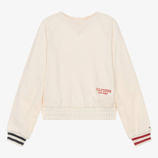 Tommy Hilfiger-Teen Girls Ivory Cotton Sweatshirt | Childrensalon