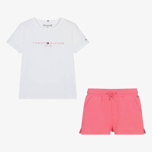 Tommy Hilfiger-Teen Girls Pink Cotton Shorts Set | Childrensalon