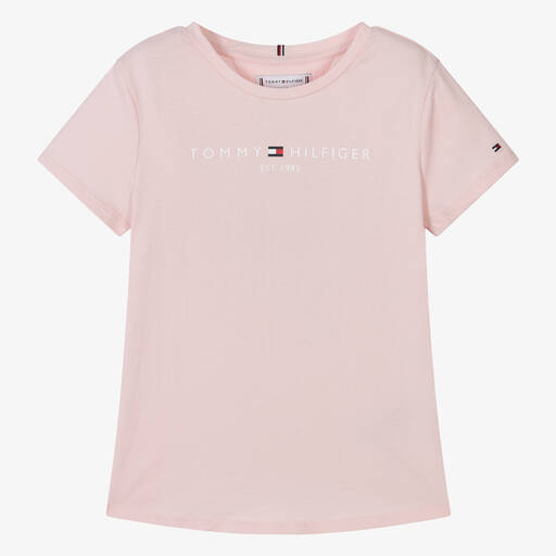 Tommy Hilfiger-T-shirt rose en coton ado fille | Childrensalon