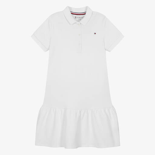 Tommy Hilfiger-Teen Girls White Cotton Polo Shirt Dress | Childrensalon