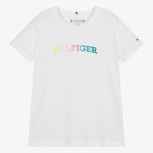 Tommy Hilfiger-Teen Girls White Cotton T-Shirt | Childrensalon