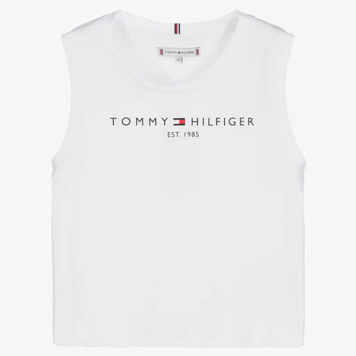Tommy Hilfiger-Teen Girls White Logo Cotton Vest Top | Childrensalon