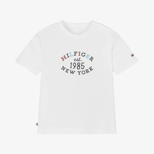 Tommy Hilfiger-White Cotton Jersey Baby T-Shirt | Childrensalon