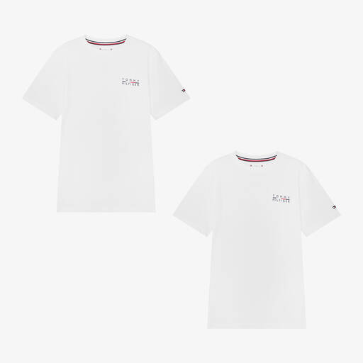 Tommy Hilfiger-White Cotton T-Shirts (2 Pack) | Childrensalon