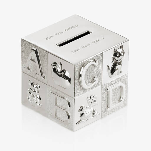 Treat Republic-Personalised Silver Alphabet Money Box (10cm) | Childrensalon