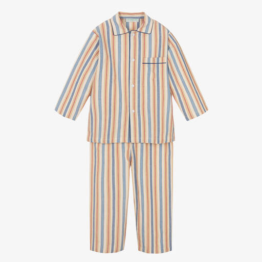 Turquaz-Boys Beige Striped Cotton Pyjamas | Childrensalon