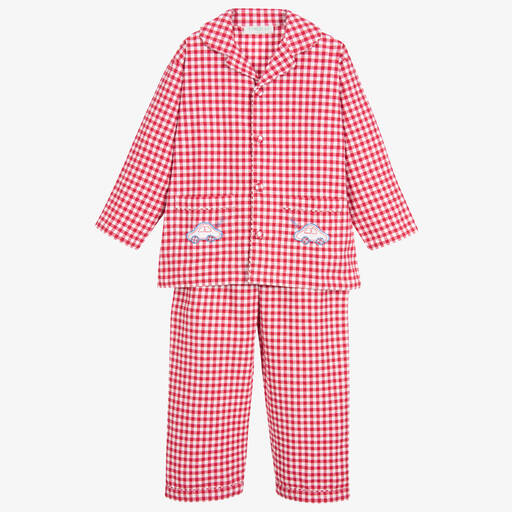 Turquaz-Boys Red Gingham Cotton Pyjamas  | Childrensalon