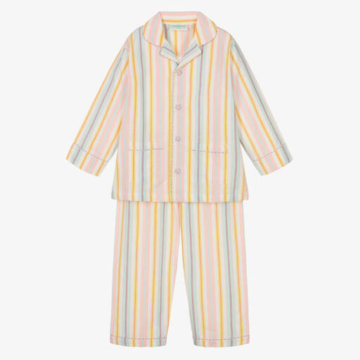 Turquaz-Girls Pink Striped Cotton Pyjamas | Childrensalon