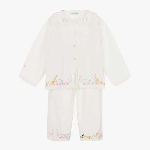 Turquaz-Girls White Cotton Animal Pyjamas | Childrensalon
