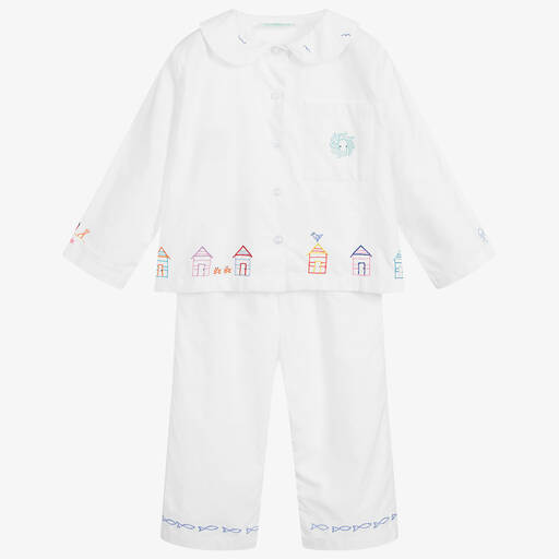 Turquaz-Girls White Embroidered Cotton Pyjamas | Childrensalon