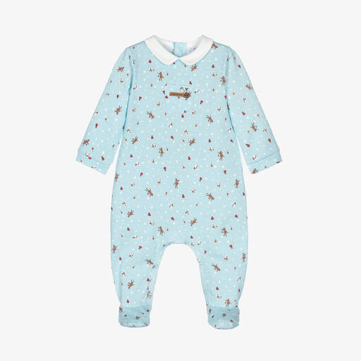 Tutto Piccolo-Blue Cotton Festive Babygrow | Childrensalon