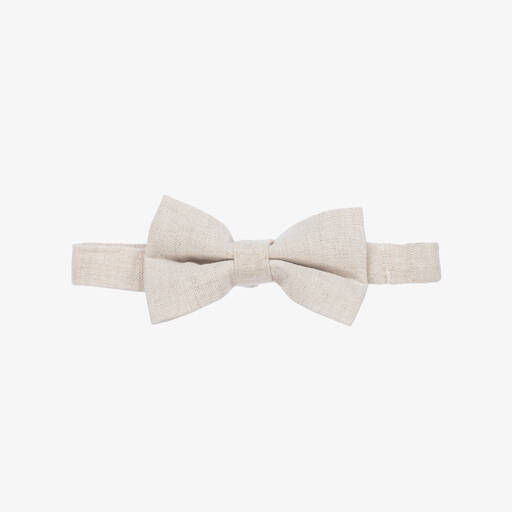 Tutto Piccolo-ربطة عنق قطن وكتان لون بيج فاتح للأولاد | Childrensalon