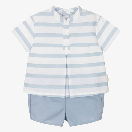 Tutto Piccolo-Boys Blue Striped Shorts Set | Childrensalon