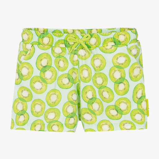 Tutto Piccolo-Boys Green Kiwi Print Swim Shorts | Childrensalon