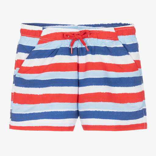 Tutto Piccolo-Boys Red & Blue Striped Swim Shorts | Childrensalon