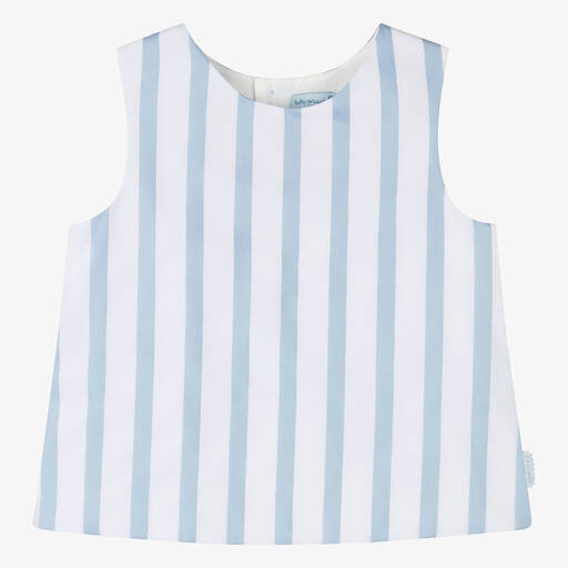 Tutto Piccolo-Girls Blue Striped Cotton Sleeveless Top | Childrensalon
