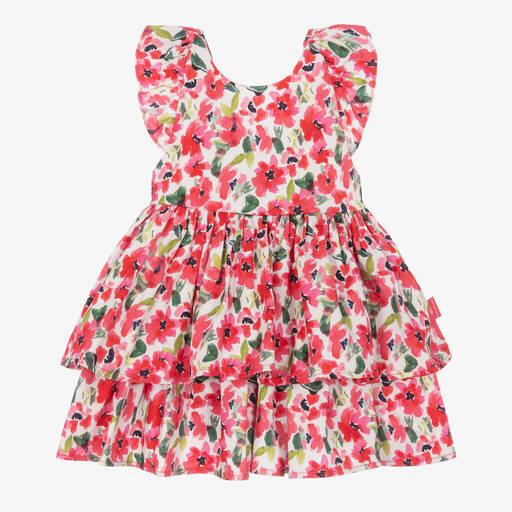 Tutto Piccolo-Girls Pink Cotton Floral Dress | Childrensalon