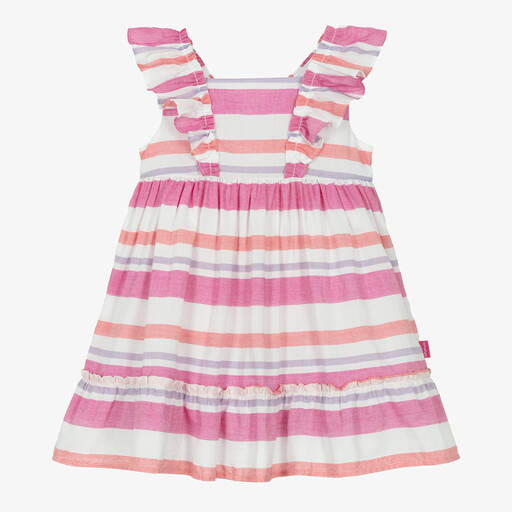 Tutto Piccolo-Girls Pink Stripe Cotton Dress | Childrensalon