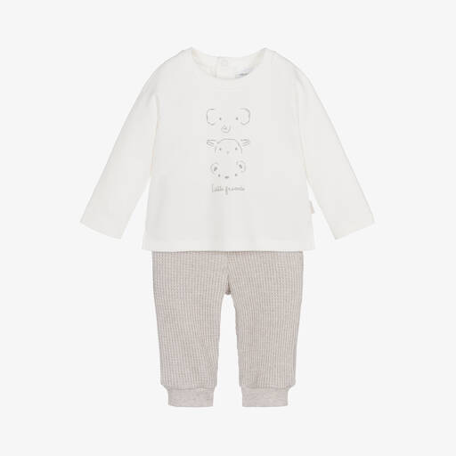 Tutto Piccolo-Ivory Cotton Animal Print Trouser Set | Childrensalon