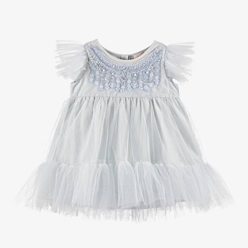 Tutu du Monde-فستان تول مزين بالخرز لون أزرق للمولودات | Childrensalon