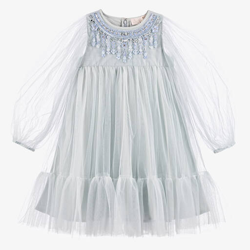 Tutu du Monde-Girls Blue Beaded Tulle Dress | Childrensalon