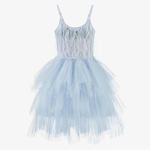 Tutu du Monde-Girls Blue Sequin, Feather & Tulle Dress | Childrensalon