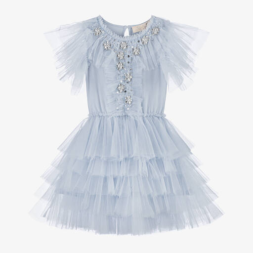 Tutu du Monde-Girls Blue Tulle & Silver Sequin Dress | Childrensalon