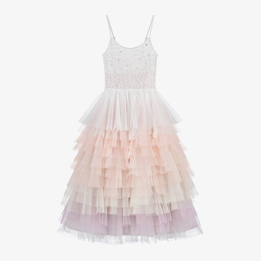 Tutu du Monde-Girls Grey & Pink Tulle Maxi Dress | Childrensalon