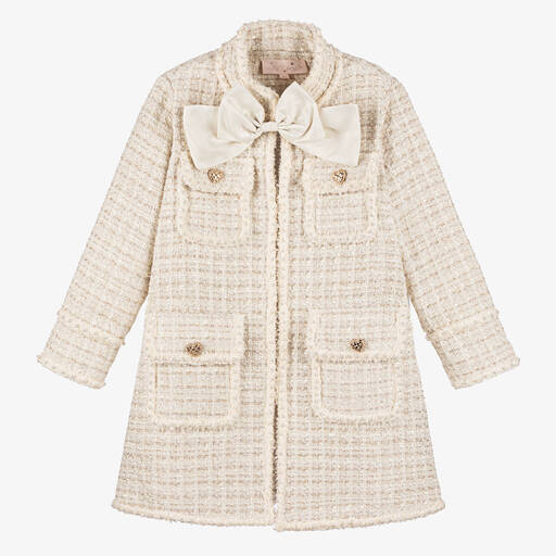 Tutu du Monde-Girls Ivory Sparkly Tweed Coat | Childrensalon