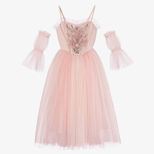 Tutu du Monde-Girls Pink Beaded Tulle Dress | Childrensalon