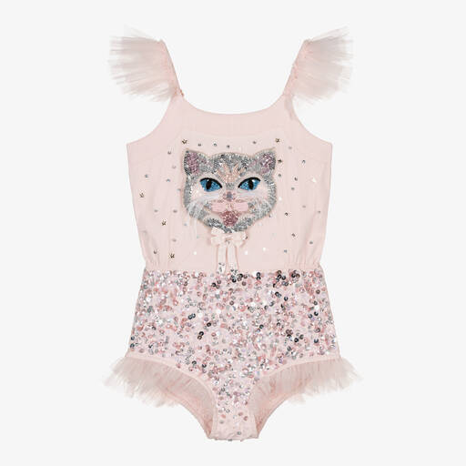 Tutu du Monde-Girls Pink Cotton & Tulle Cat Outfit | Childrensalon