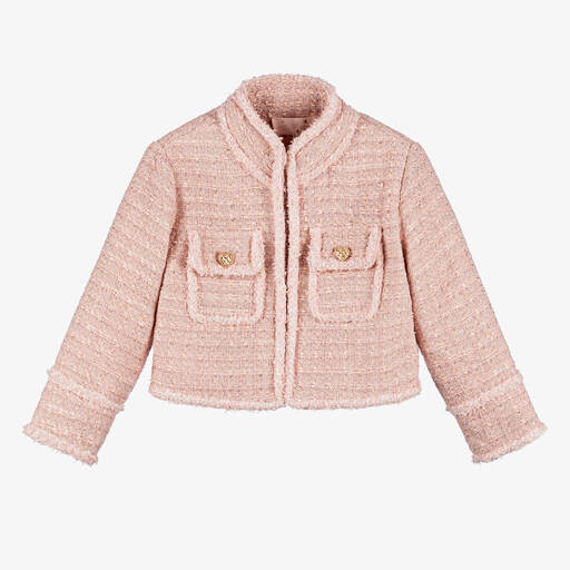 Tutu du Monde-Girls Pink Sparkly Tweed Jacket | Childrensalon