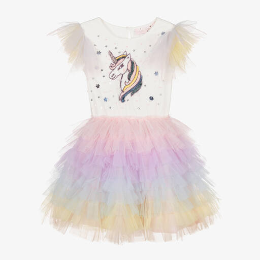 Tutu du Monde-Кремовое платье с радужной юбкой | Childrensalon