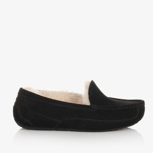 UGG-حذاء موكاسين جلد شامواه لون أسود للأولاد | Childrensalon
