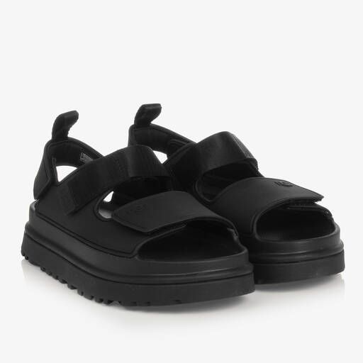 UGG-Teen Black Rubber Sandals | Childrensalon