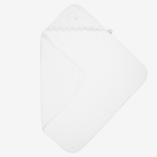 Uzturre-منشفة قطن عضوي لون أبيض وزهري للبنات (102 سم) | Childrensalon