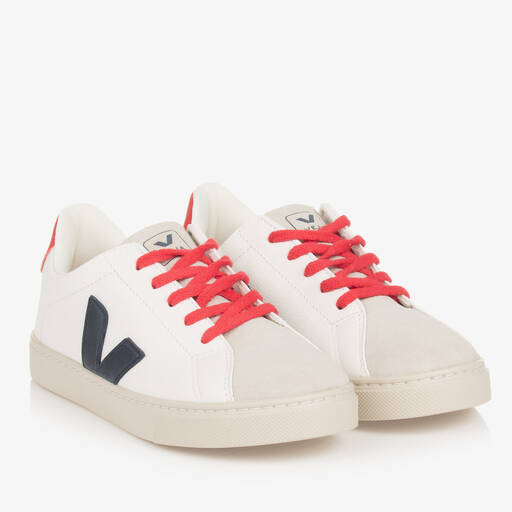 VEJA-Teen White Esplar Leather Trainers | Childrensalon